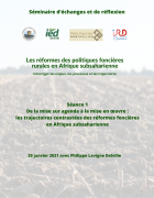Séance 1 : De la mise sur agenda à la mise en œuvre : les trajectoires contrastées des réformes foncières  en Afrique subsaharienne